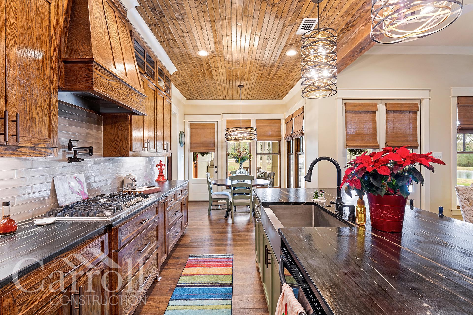 Warm Craftsman Kitchen built in the Benham Home by Carroll Construction in the town of Clinton in East Feliciana Parish
