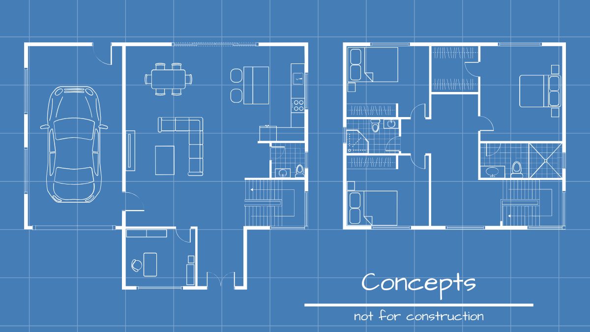 A sample conceptual floor plan used to begin the estimating process for a custom home.