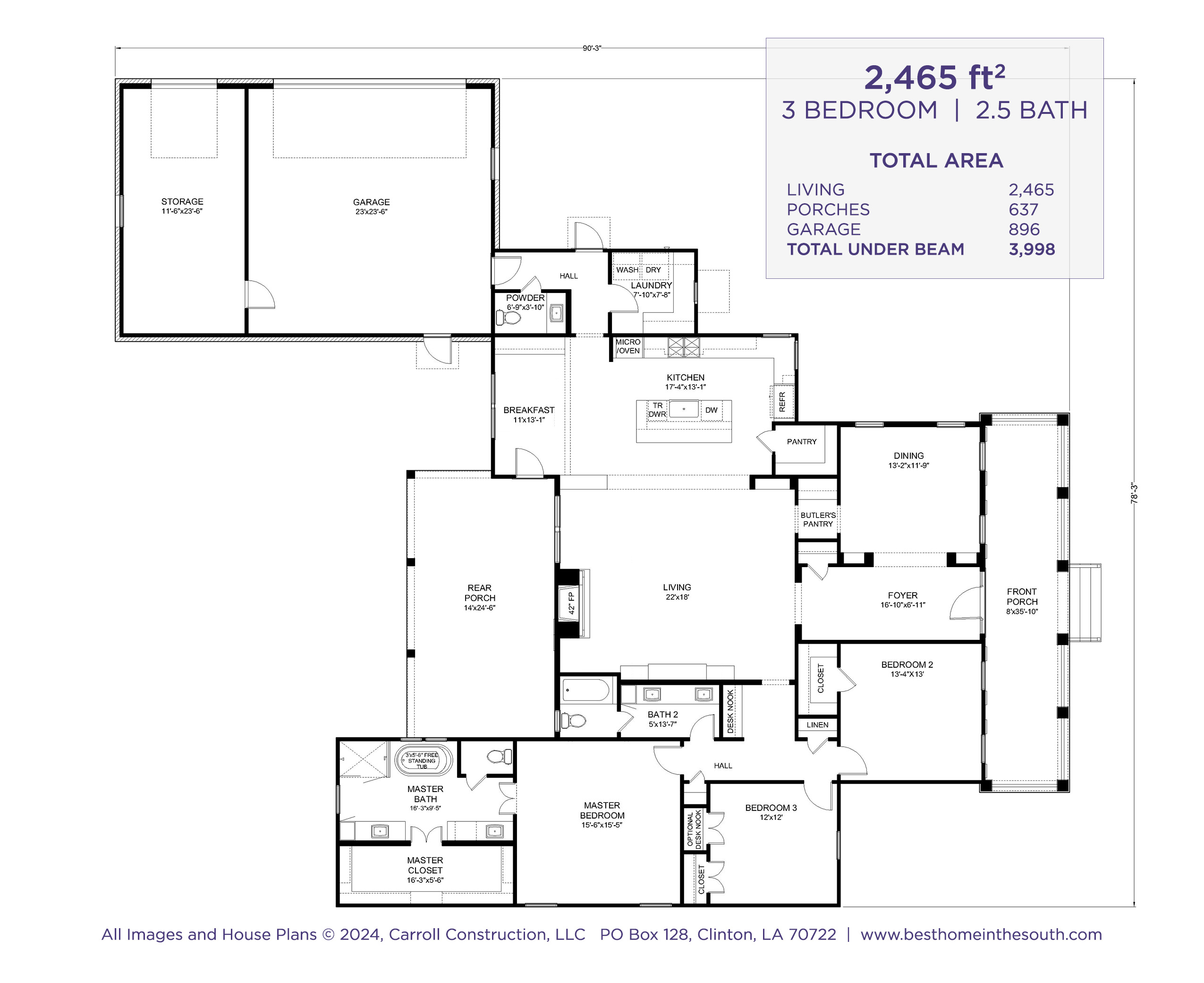 Hebert3BR-Plan-2024-2.5Bath.jpg The floor plan layout is shared with the Liberty and Blairstown but features a distinctive French Acadian elevation.