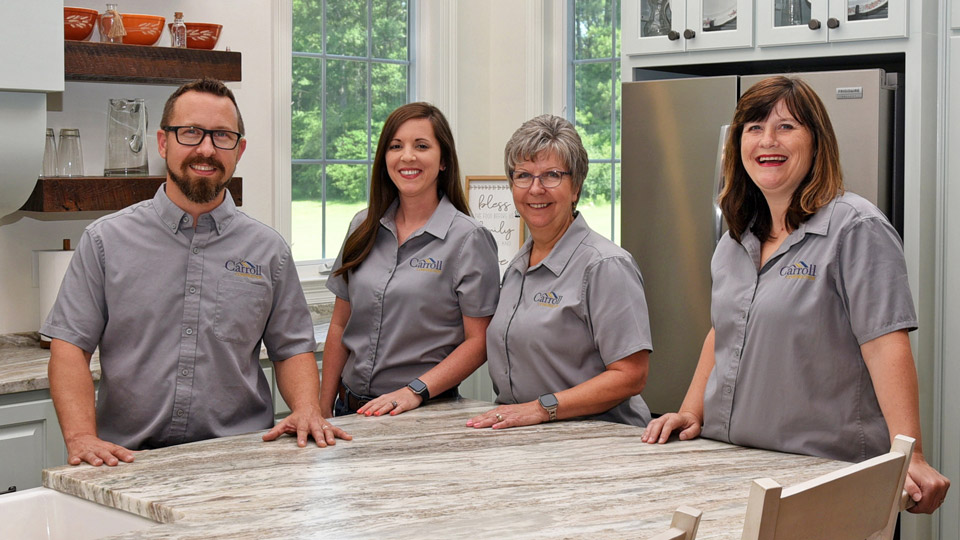 Team of Custom Home Builders at Carroll Construction. From Left to Right Robert Carroll, Bethanie Redmon, Tracy Carroll, and Deborah Clayton.