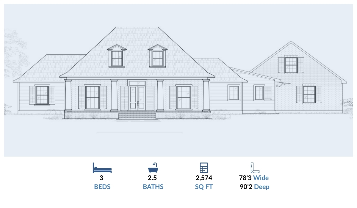 2574 SF Bluff Creek Floor Plan – 3BR, 2.5BA – Carroll Construction 2574 square foot Bluff Creek custom home floor plan – 3 bedrooms, 2.5 bathrooms – Carroll Construction